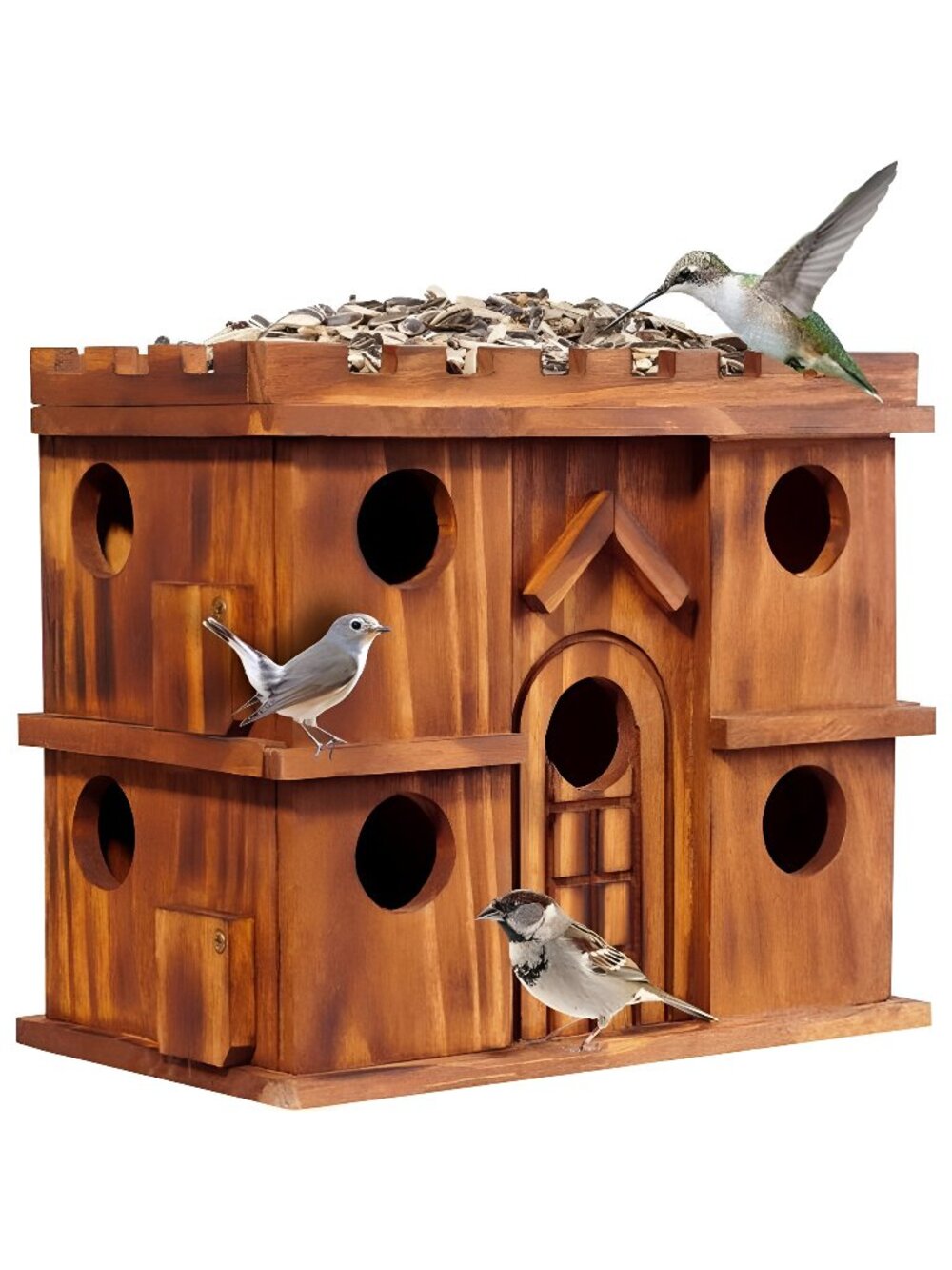 Wooden Bird Houses for Outside – 9 Rooms Large Bird House,